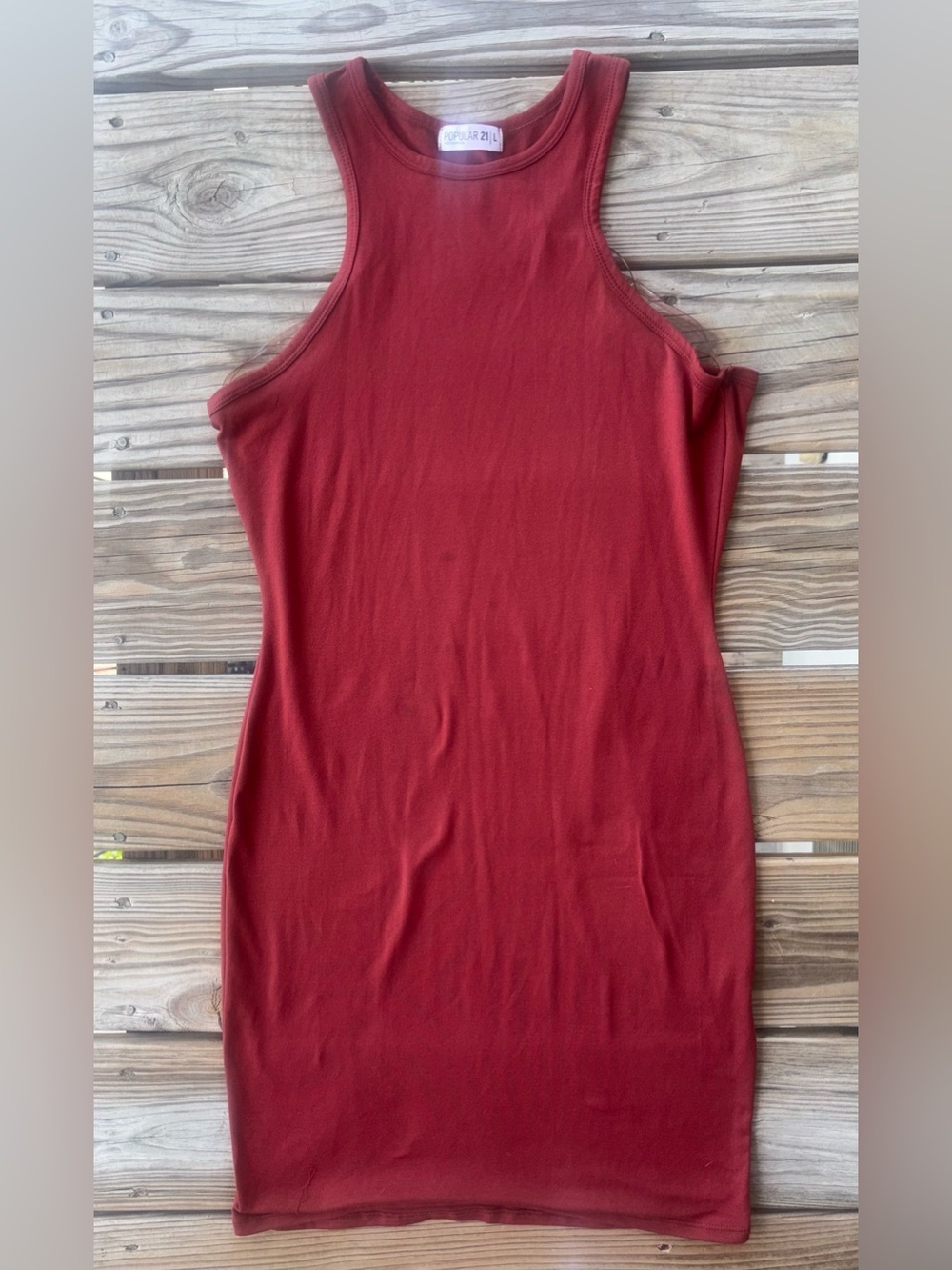 Popular 21 Red Bodycon Dress Size Large | Sleeveless Fitted Midi Dress